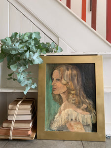 Lady with a Ruffle Dress - Framed Oil Painting on Canvas
