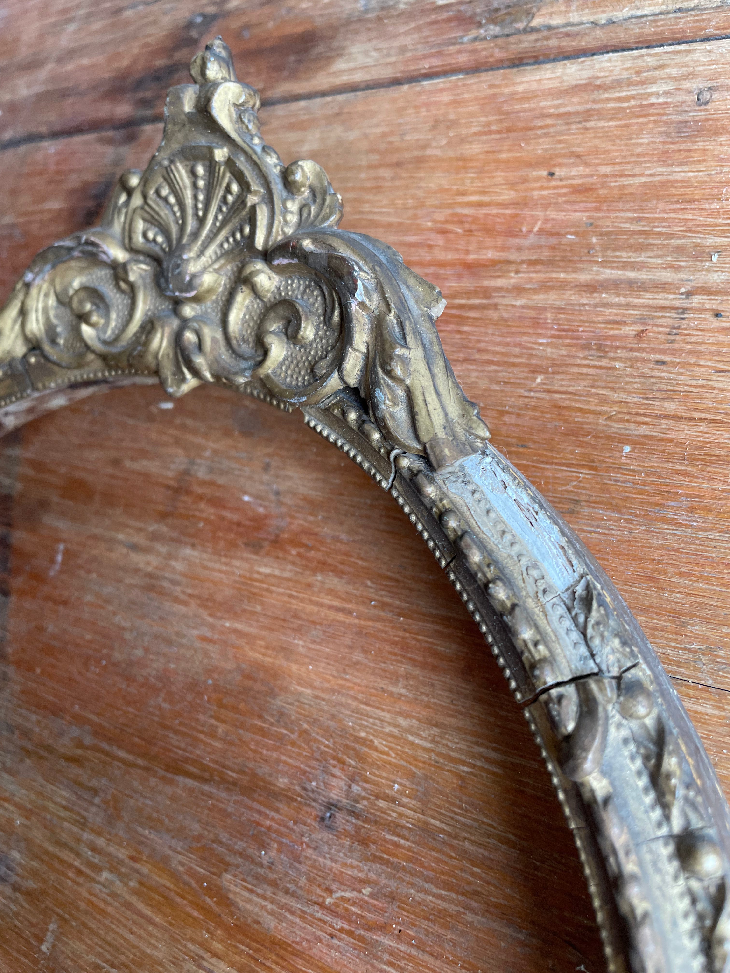 Small Oval Decorative Carved Gilt Frame